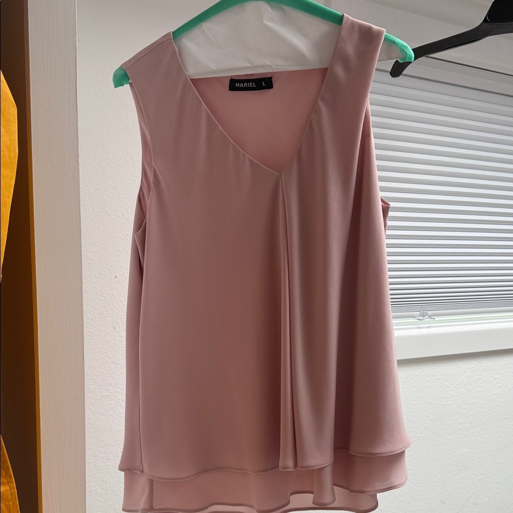 Soft Pink V-Neck Blouse